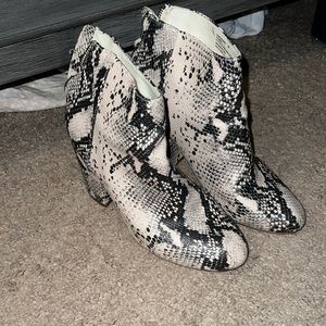 Snakeskin booties